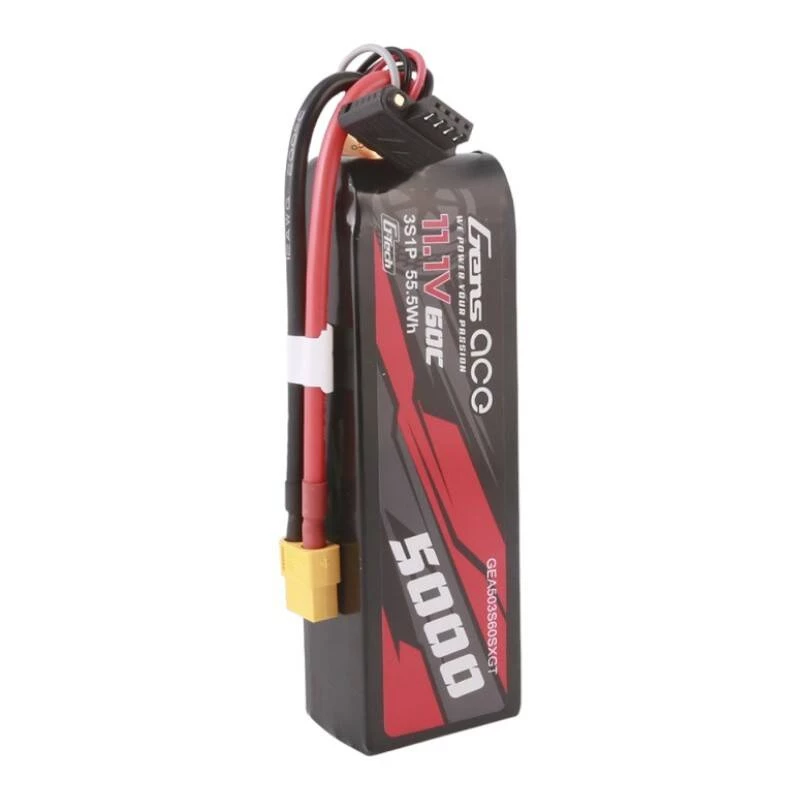 Gens ace G-Tech 5000mAh 11.1V 60C 3S1P Short-Size Lipo su XT60 kištuku