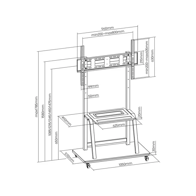 ART S-13 Mobilus LCD/LED televizoriaus stovas 37–100 150 kg