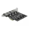 Delock PCI Express x1 plokštė su 4 išoriniais USB Type-A lizdais SuperSpeed USB