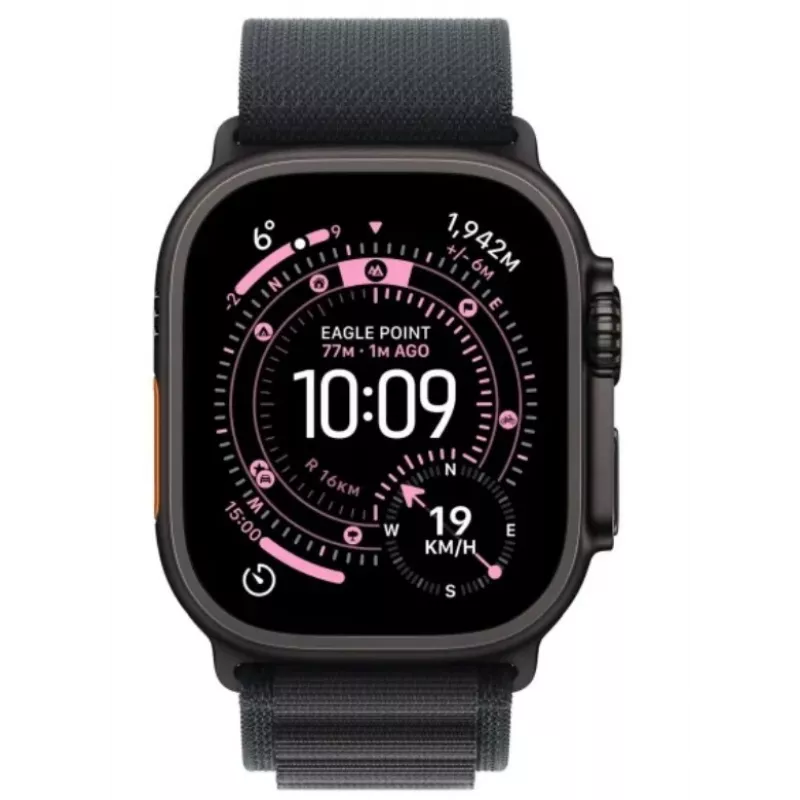 Apple Watch Ultra 3 GPS + Cellular 49mm juodo titano korpusas su juodu Alpine Loop vidutiniu dirželiu