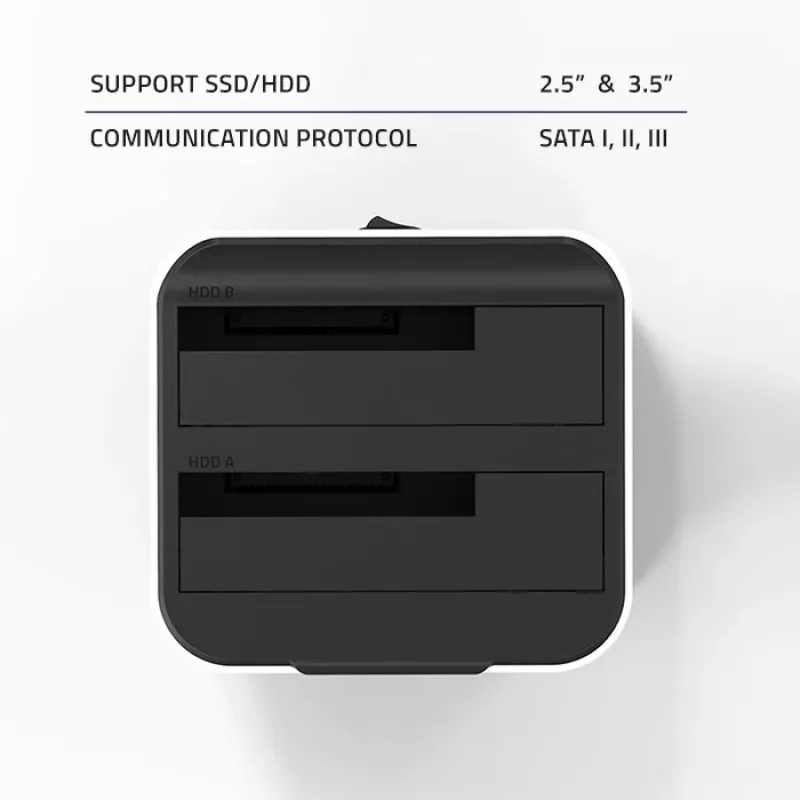 Qoltec 50309 HDD SSD 2.5 3.5 dokų stotis | SATA III | USB 3.0 | Super sparta 5 Gb/s | su klonavimo funkcija