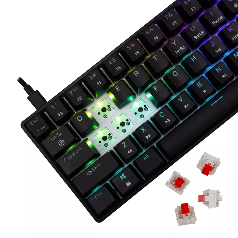Mechaninė žaidimų klaviatūra White Shark Shinobi-2 su raudonais jungikliais, juoda, US išdėstymas