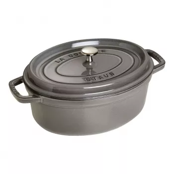 Ovali ketaus kokotė Staub 29 cm, grafito pilkumo