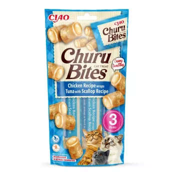 INABA Churu Bites vištienos su tunu ir šukutėmis - skanėstai katėms - 3x10 g