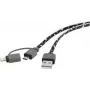 USB laidas Renkforce RF4145364 — USB 2.0, USB-A į USB-Micro-B ir Apple Lightning jungtys