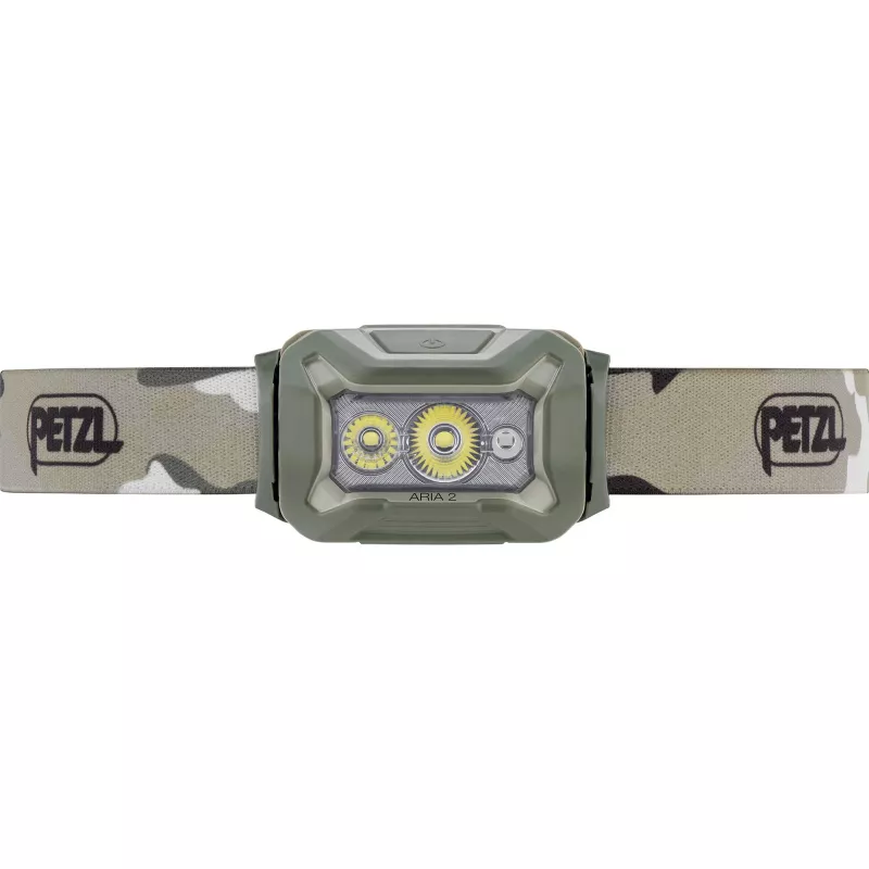 Žibintuvėlis ant galvos PETZL Aria 2 rgb-desert — įkraunamas 200 liumenų