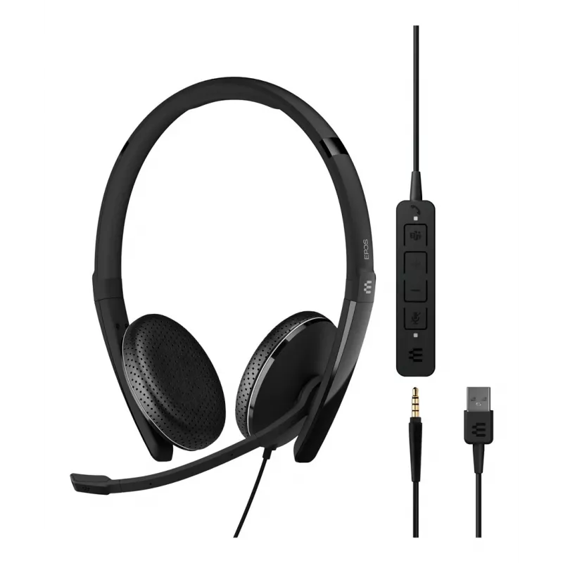 EPOS ADAPT 165T USB II ausinės laidinės, su lankeliu, biurui / skambučių centrui, USB Type-A, juodos