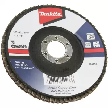 Makita - šlifavimo diskas - medienai, metalui, plastikui, spalvotiesiems metalams - 125 mm - Grūdėtumas: A60 (D-63482)