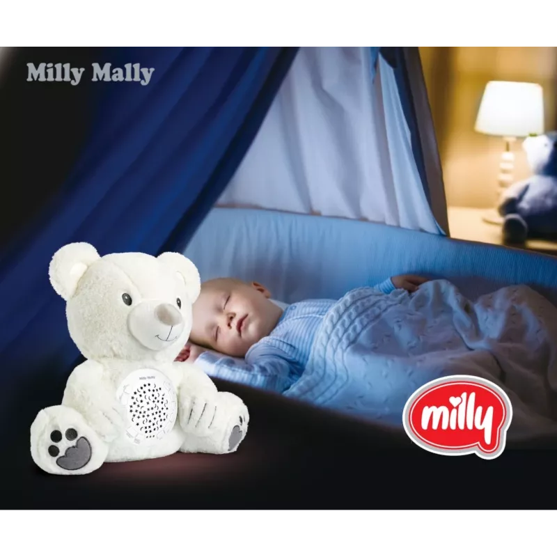 Pliušinis projektorius-žaislas Milly Mally Bear 5656 su švelnia šviesa darželiui