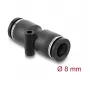 Pneumatinė jungtis DELOCK 8 mm tiesi su tvirtinimo anga, vidinis sriegis, metalas/plastikas, 39 mm