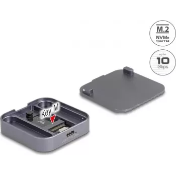 Išorinis magnetinis korpusas DELOCK USB Type-C 10 Gbps 1 x M.2 NVMe arba SATA SSD (modelis 42032)