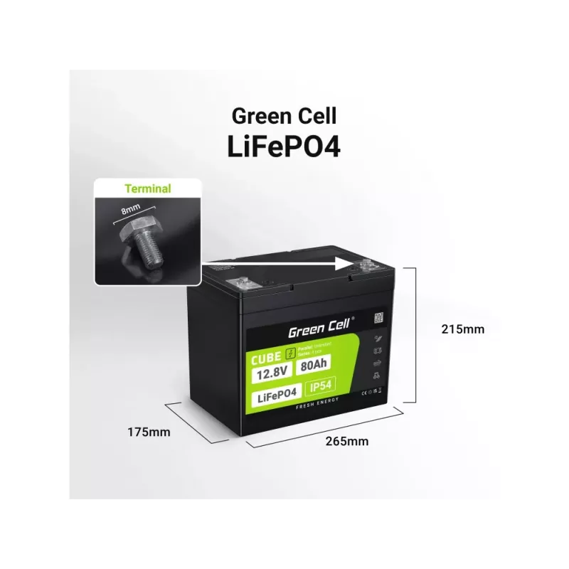 Green Cell LFPGC12V80AH UPS akumuliatorius Lithium Iron Phosphate (LiFePO4) 12.8 V