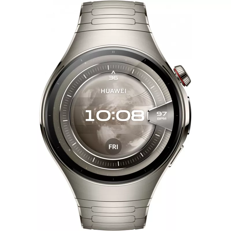 Išmanusis laikrodis HUAWEI WATCH 5, 1,5 colio AMOLED, 466×466, 46 mm titano korpusas, Wi‑Fi, GPS, sidabrinis
