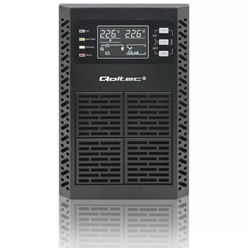 Qoltec nepertraukiamo maitinimo šaltinis (UPS) | 1kVA | 1000W | Galios koeficientas 1.0 | LCD | EPO | USB | Internetinis