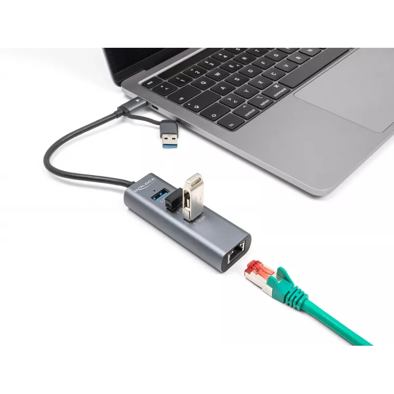 DeLOCK 64282 nešiojamojo kompiuterio dokavimo stotelė ir prievadų replikatorius, laidinis, USB 3.2 Gen 1 (3.1 Gen 1) Type-C, pilka (64282)
