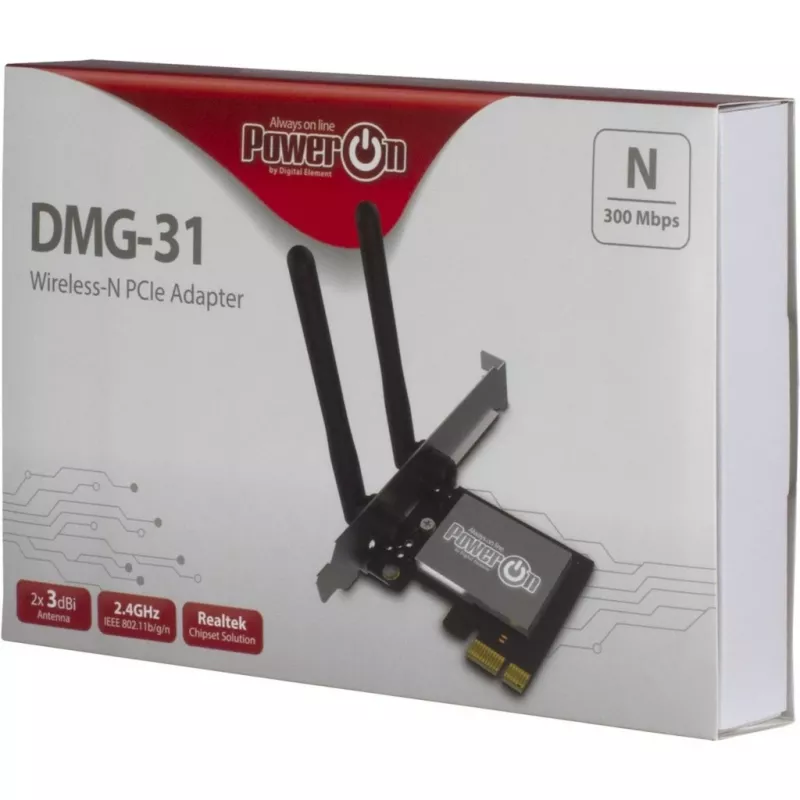 Inter-Tech DMG-31 - Integruotas - Belaidis - PCI Express - Wi-Fi - Wi-Fi 4 (802.11n) - 300 Mbit/s (88888147)
