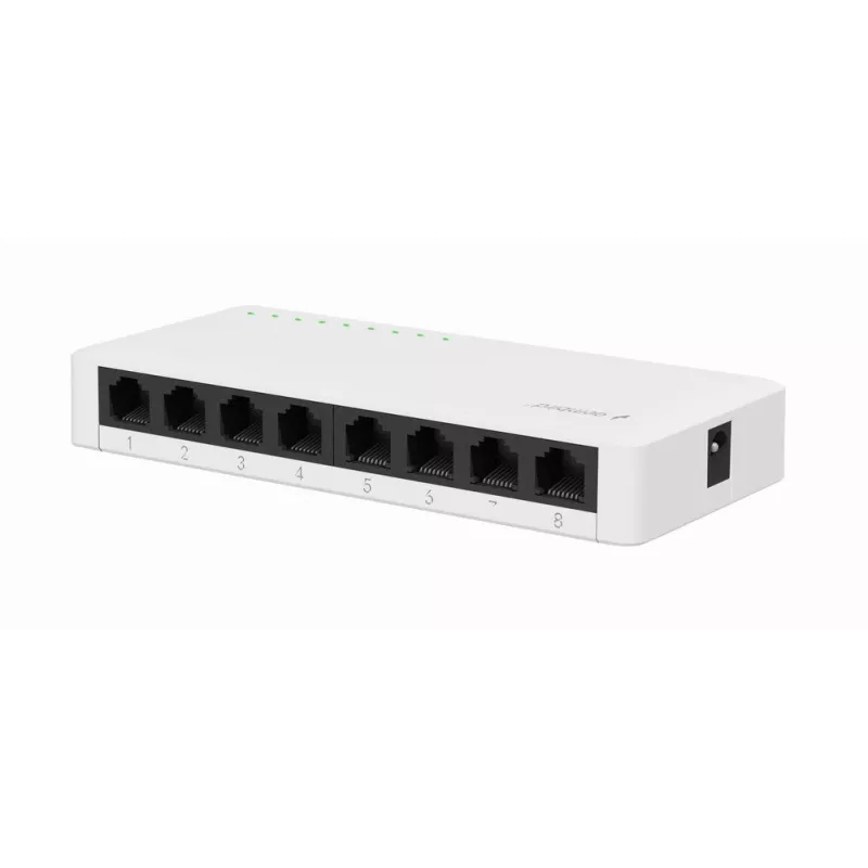 Nevaldomas komutatorius GEMBIRD NSW-G8-01 — 8× Gigabit Ethernet (10/100/1000), baltas, DC 5V