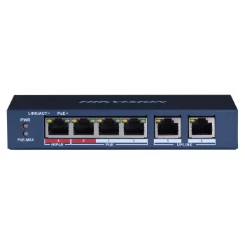 Hikvision DS-3E0106HP-E Network Links Unmanaged Fast Ethernet (10/100) PoE Support mėlynas