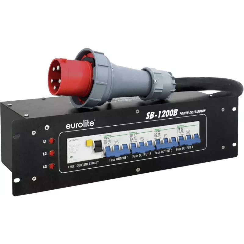 Maitinimo skirstytuvas EUROLITE SB-1200B 1200W 16A maitinimo juosta su integruota apsauga