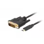 Vaizdo kabelio adapteris LANBERG CA-CMDV-10CU-0030-BK, USB Type-C į DVI-D, 3 m, juodas