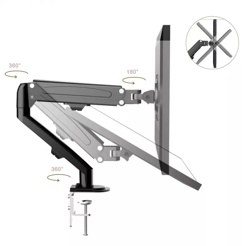 Maclean MC-860N Monitor Mount, su dujine spyruokle, 13-27, 8 kg, juoda