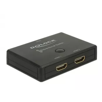 DeLock HDMI 2 – 1 jungiklis, dvipusis, 4K 60 Hz – vaizdo/garso jungiklis – 2 x HDMI – stalinis