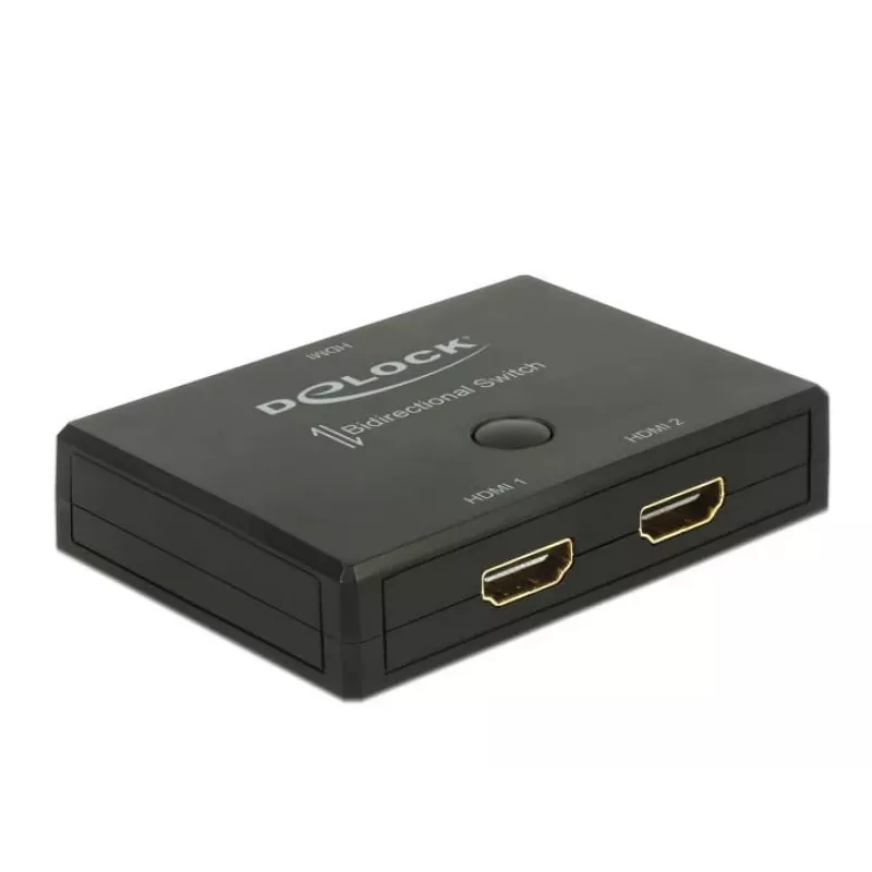 DeLock HDMI 2 – 1 jungiklis, dvipusis, 4K 60 Hz – vaizdo/garso jungiklis – 2 x HDMI – stalinis