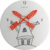 NeXtime klok 8807 Windmil, Ø30 cm, Sieninis, Balta / Juoda / Raudona