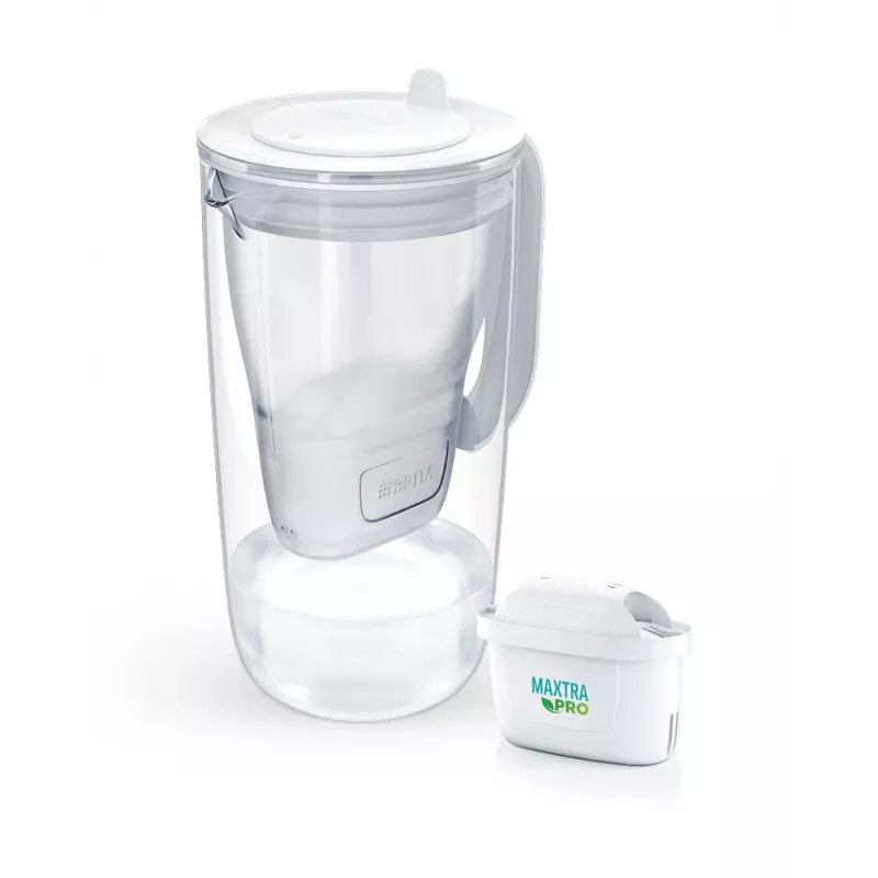 Vandens filtro ąsotis BRITA Glass+1 Maxtra Pro pilkas, 2,4 L bendras / 1,5 L filtruoto, Maxtra Pro PP filtras