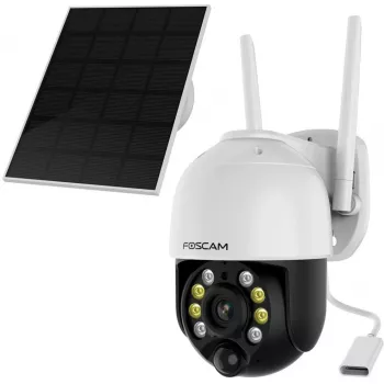 IP stebėjimo kamera Foscam B4 Dome 4 MP (2560×1440), Wi‑Fi 2,4 GHz, IP65, Saulės + baterija 5000 mAh, 355° pasukimas, 90° pakreipimas