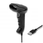 Rankinis brūkšninio kodo skaitytuvas QOLTEC 50866 — 1D lazerinis skaitytuvas, USB laidinis, 600 mm diapazonas, juodas, 161,5×88×77 mm