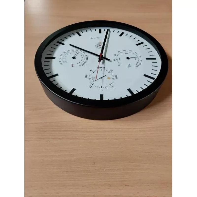 NeXtime laikrodis 2635zw Weatherstation, Ø34 cm, sieninis, juodas