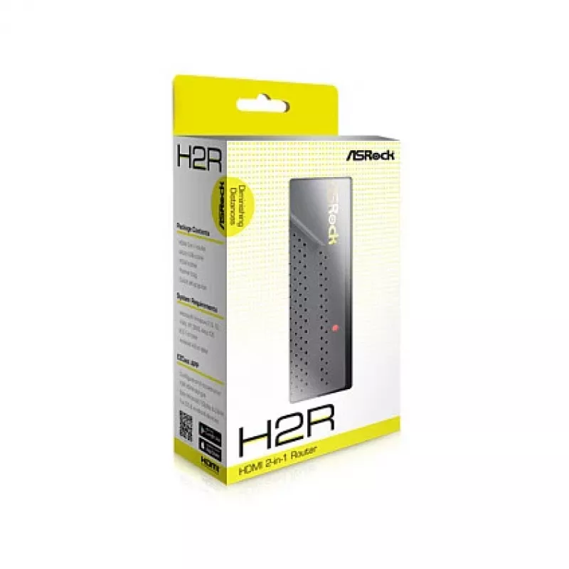 Nešiojamasis belaidis maršrutizatorius ASROCK H2R 2-in-1 — Vienos dažnių juostos 2,4 GHz, Wi‑Fi 4 (802.11n), 300 Mbps, 2 antenos, HDMI ir Micro-USB