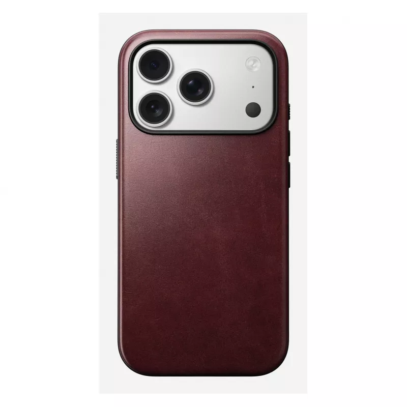 Mobiliojo telefono dėklas Nomad Modern Leather Case, skirtas „iPhone 17 Pro“, oda + TPU + PC, tinka 16 cm (6,3 col.) ekranui, Bordo