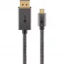 USB adapterio kabelis, USB-C kištukas > DisplayPort kištukas, 4K 60Hz (juoda/sidabrinė, 2 metrai, pintas kabelis)