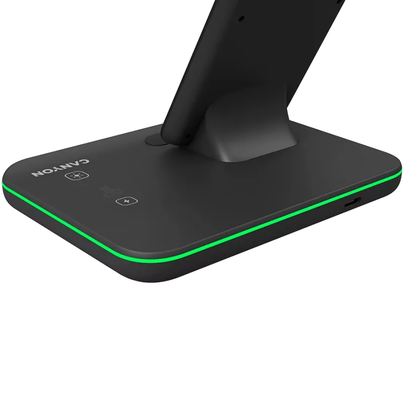 Canyon belaidžio įkrovimo stotelė 3in1 QI, skirta Apple 15W, juoda, mažmeninė prekyba