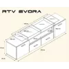 Cama TV stovas EVORA 200 juodas/baltas blizgus