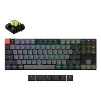 Mechaninė 80% klaviatūra Keychron K1X-B4 — USB + Bluetooth, QWERTY anglų, 87 klavišai, RGB apšvietimas, pilka