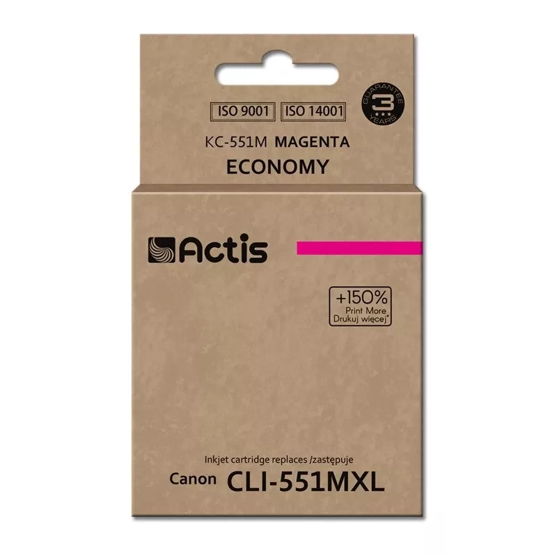 Actis KC-551M rašalas (pakaitalas Canon CLI-551M; standartinis; 12 ml; purpurinis)