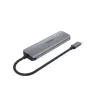 USB šakotuvas Unitek P5+ — 5 prievadai (4 × USB 3.2 Gen 2 Type-A), USB 3.2 Gen 1 šeimininkas, 5 Gbit/s, 10 W PD, aliuminis, pilka