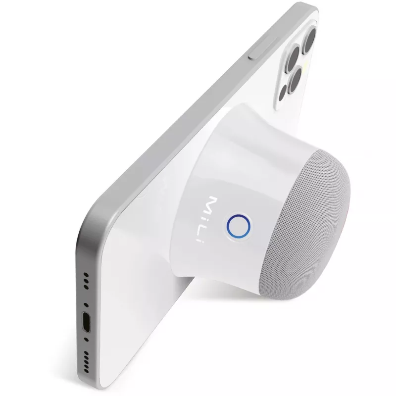 Mono nešiojamas garsiakalbis MILI Ultron 461891 — 3 W RMS, belaidis, integruota 420 mAh baterija, baltas