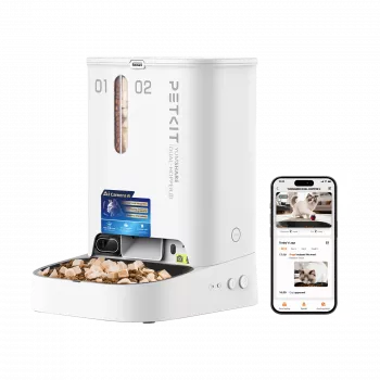 Automatinė gyvūnų šėrykla PETKIT YumShare Dual-hopper 2 su kamera, 5 L talpa, ABS ir 304 nerūdijantis plienas, balta