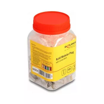 DeLOCK modulinis kištukas RJ45 Cat.6 su lenkta skląste ir lenkimo apsauga 50 vnt.