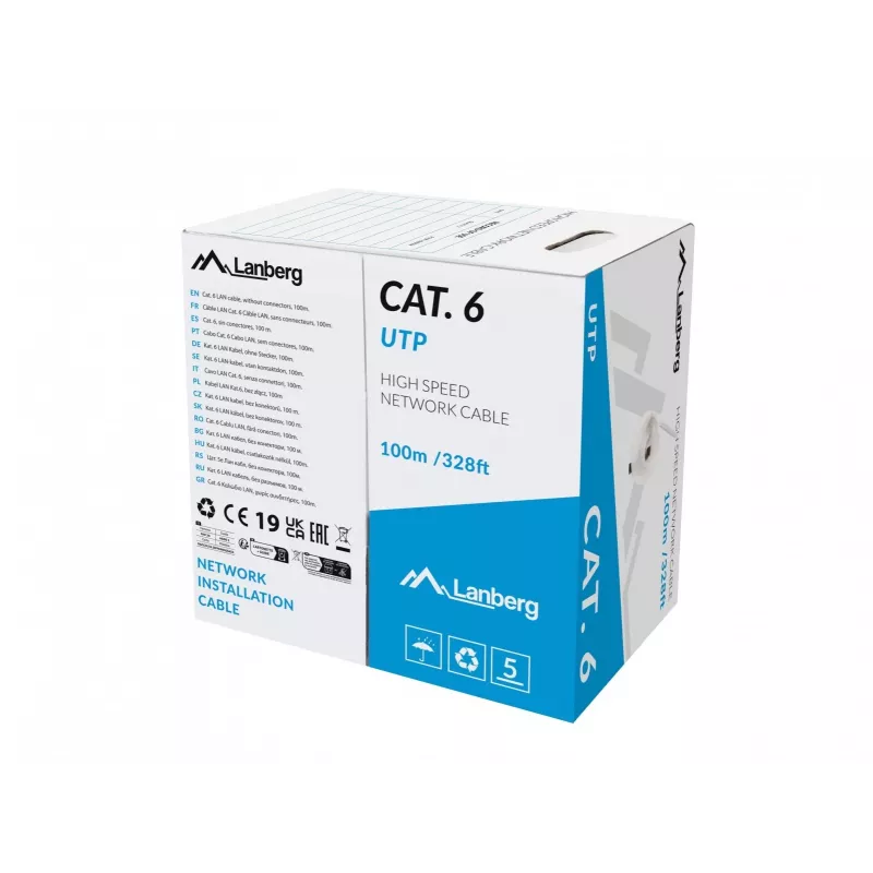 Tinklo kabelis Lanberg LCU6-11CU-0100-S U/UTP Cat6 100 m Pilkas