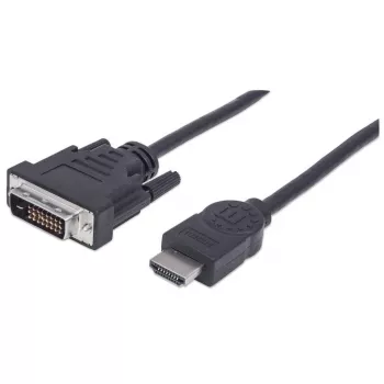 Manhattan HDMI į DVI-D 24+1 laidas, 1,8 m, kištukas–kištukas, juodas, lygiavertis HDMIDVIMM6, dviguba jungtis, suderinamas su DVD-D, garantija visam laikui, polietileninis maišelis