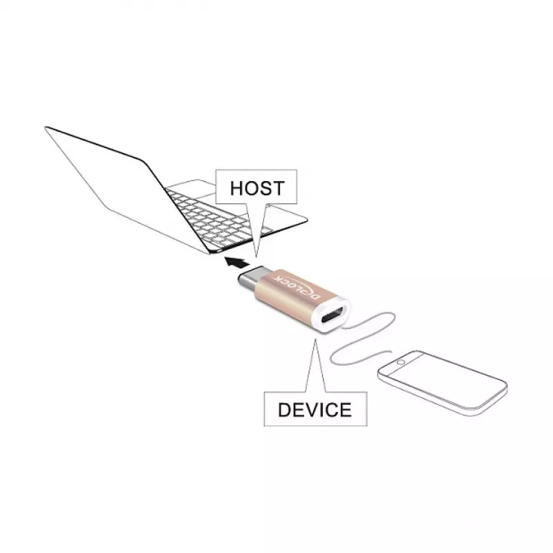 Laido jungties adapteris DeLOCK 65677 USB 2.0-C į Micro-B