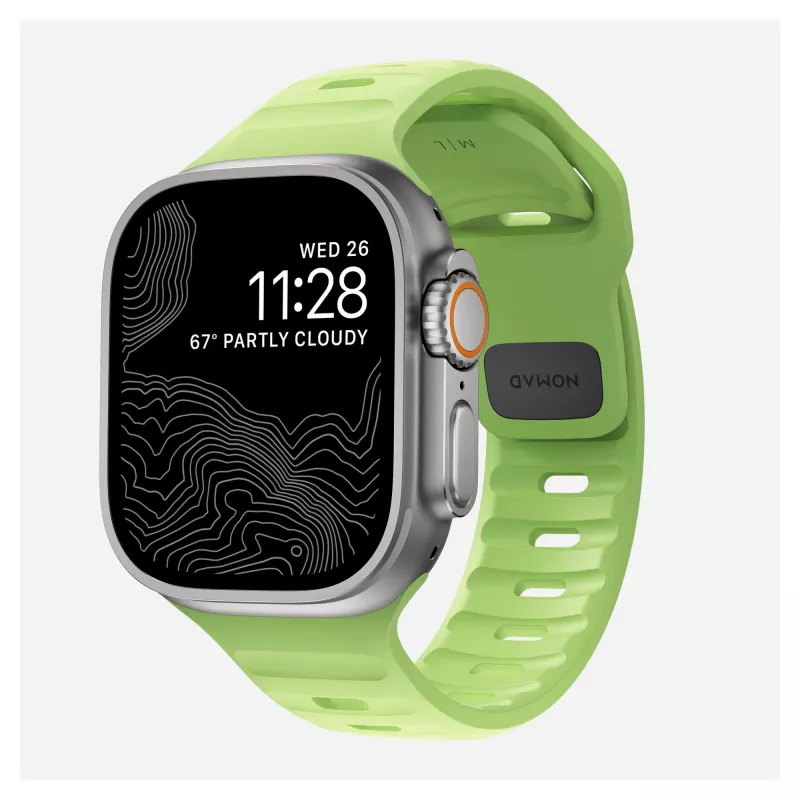 Band Nomad Sport Band šviesiai žalia guma — plotis 21,5 mm, riešas 160–195 mm