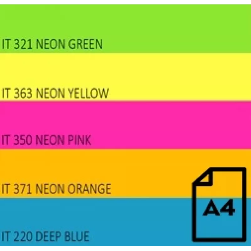 Spalvotas neoninis popierius Double A, 75g, A4, 100 lapų, Rainbow 4, 5 neoninės spalvos