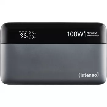 Išorinė baterija INTENSO 7350050 — 20000 mAh, 1× USB-A + 2× USB-C, 100 W bendra išvestis, juoda/pilka