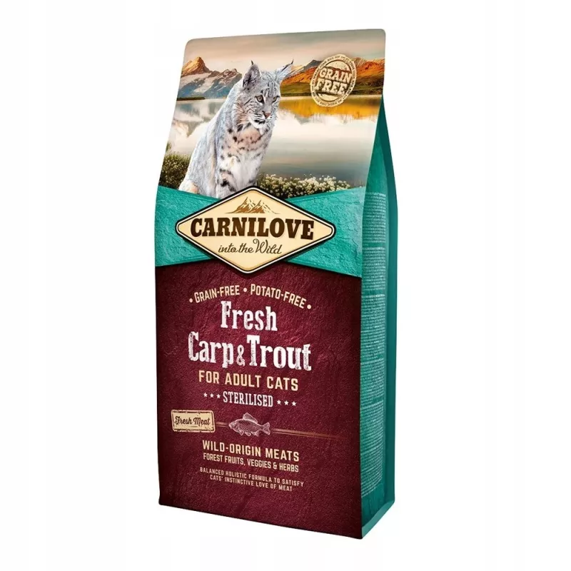 CARNILOVE Cat Sterilised Fresh Carp and Trout - sausas kačių maistas - 6 kg
